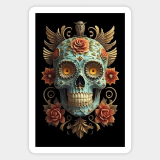 Sugar Skull Dia de los Muertos Mexican Day Of The Dead Tattoo Art Culture Punk Rock Goth Skeleton Magnet